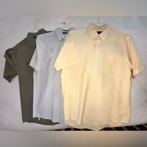 Men's Short Sleeve Shirt Set - Pale Yellow, Blue & White Stripe, and Olive